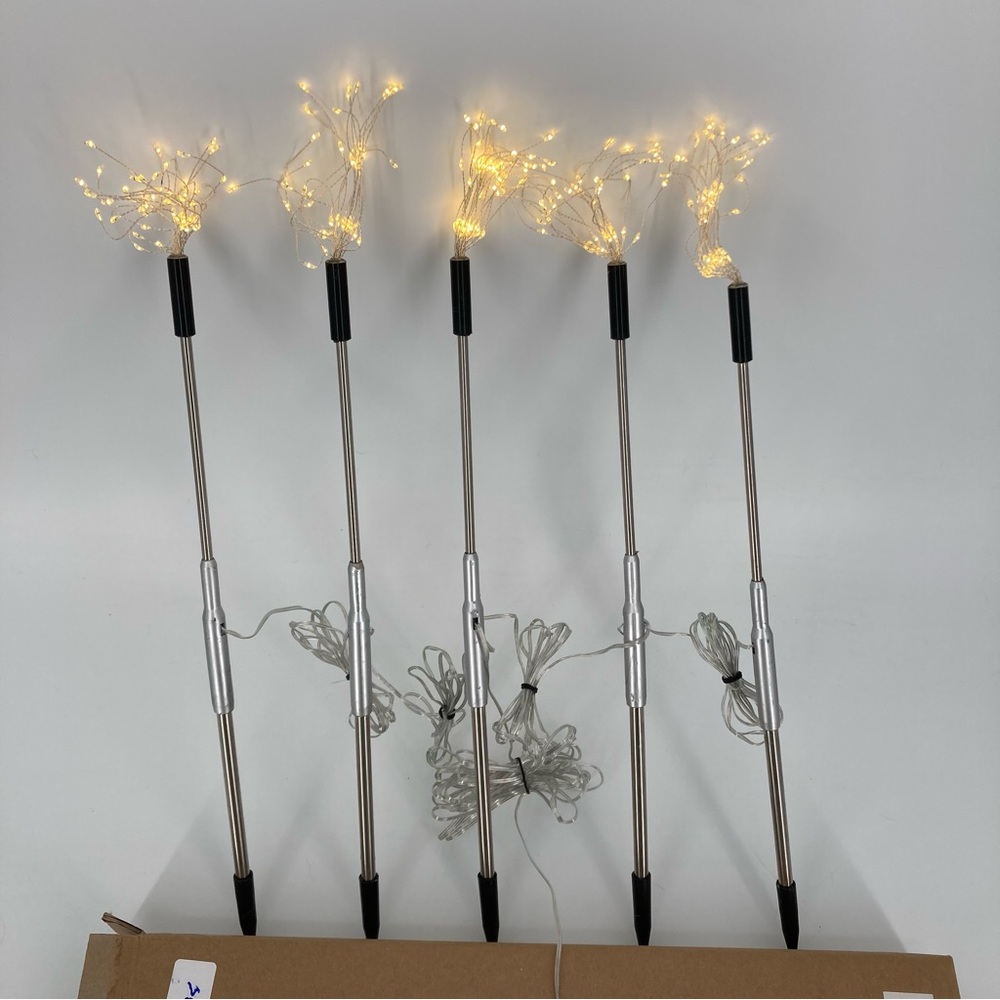 New Wind & Weather Starburst Garden Light Set 5 Pc LED Fairy Wedding Landscape - Picture 6 of 9
